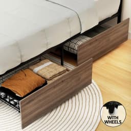 Queen Size Metal Bed Frame with 2 Storage Drawers Oslo Style Platform Bed Base