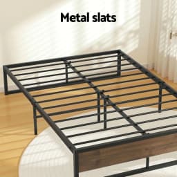 Queen Size Metal Bed Frame with 2 Storage Drawers Oslo Style Platform Bed Base