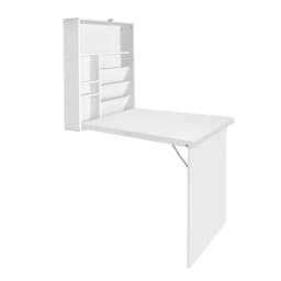 Computer Desk Wall Mounted Bookshelf White Space Saving Storage Rack for Home Office Use