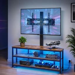 Corner TV Stand for 32 to 70 Inch TVs with Mount LED Lights Power Outlet Space Saving Entertainment Center and Storage Shelves