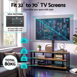 Corner TV Stand for 32 to 70 Inch TVs with Mount LED Lights Power Outlet Space Saving Entertainment Center and Storage Shelves