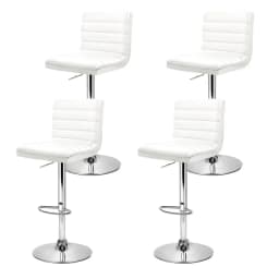 Set of 4 White Padded Leather Adjustable Gas Lift Bar Stools Modern Home Kitchen Counter Chairs