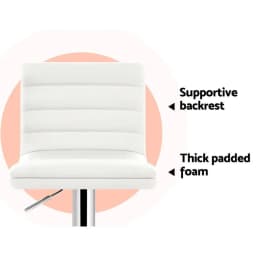 Set of 4 White Padded Leather Adjustable Gas Lift Bar Stools Modern Home Kitchen Counter Chairs