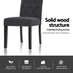 Set of 4 Dark Grey Linen Parsons Dining Chairs Upholstered Side Chairs for Kitchen and Dining Room