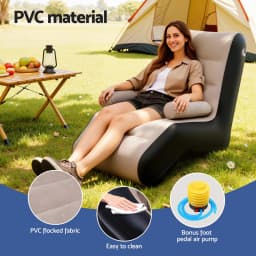 Inflatable Folding Air Lounge Chair with Pump for camping and Outdoor Relaxation