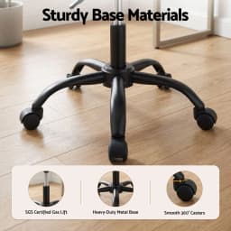 Armless White Office Chair with Wheels Ergonomic PU Leather Adjustable Swivel Task Chair for home Study and Small Spaces