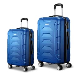2 Piece 20 to 28 Inch Hard Shell Spinner Luggage Set with TSA Lock Blue Carry On Suitcase Travel Case