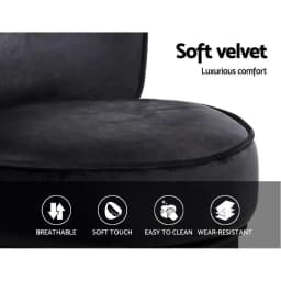 Velvet Black Vanity Stool Modern Upholstered Dressing Chair Compact Accent Seat for Bedroom Makeup Room