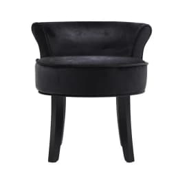 Velvet Black Vanity Stool Modern Upholstered Dressing Chair Compact Accent Seat for Bedroom Makeup Room