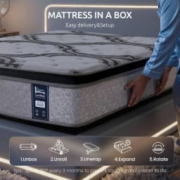 King Single Mattress 34cm 5 Zone Pocket Spring with Latex Memory Foam Extra Lumbar and Shoulder Support