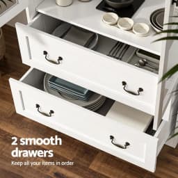 White Buffet Sideboard 180cm Hutch Storage Cabinet Kitchen Drawer Door Cupboard for Dining Room and Kitchen