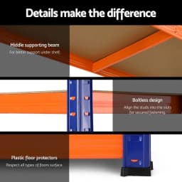 2 x 1.8M Garage Shelving Warehouse Storage Rack Heavy Duty Metal Boltless Adjustable Industrial Organizer Shelves