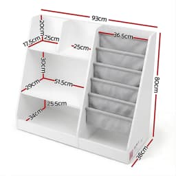 Kids Wooden Bookshelf Toddler Toy Storage Rack Display Organizer Shelf Large Capacity Bookcase for Bedroom Playroom Nursery