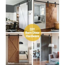 Sliding Barn Door Hardware Track Set 2m Heavy Duty Sturdy Smooth Rolling Interior Door Rail Kit Adjustable Wall Mounted Slider Door Fitting