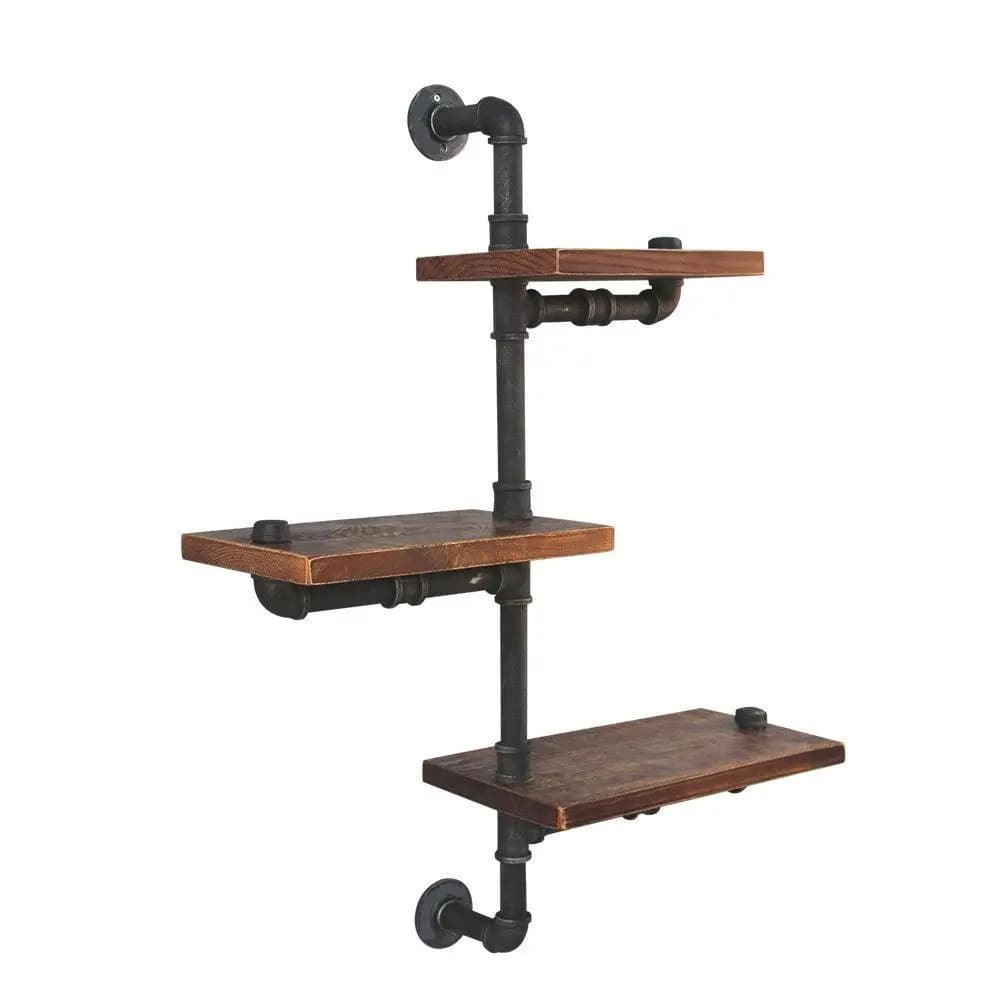 Industrial Style Floating Pipe Shelf 3 Tier Wall Mounted DIY Storage Rack