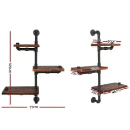 Industrial Style Floating Pipe Shelf 3 Tier Wall Mounted DIY Storage Rack