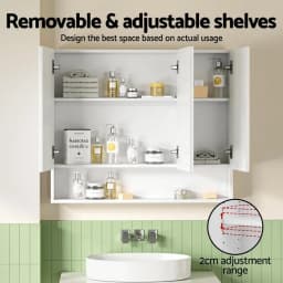 Bathroom Mirror Cabinet Wall Mounted Medicine Storage Cabinet Adjustable Shelves White 900x750mm