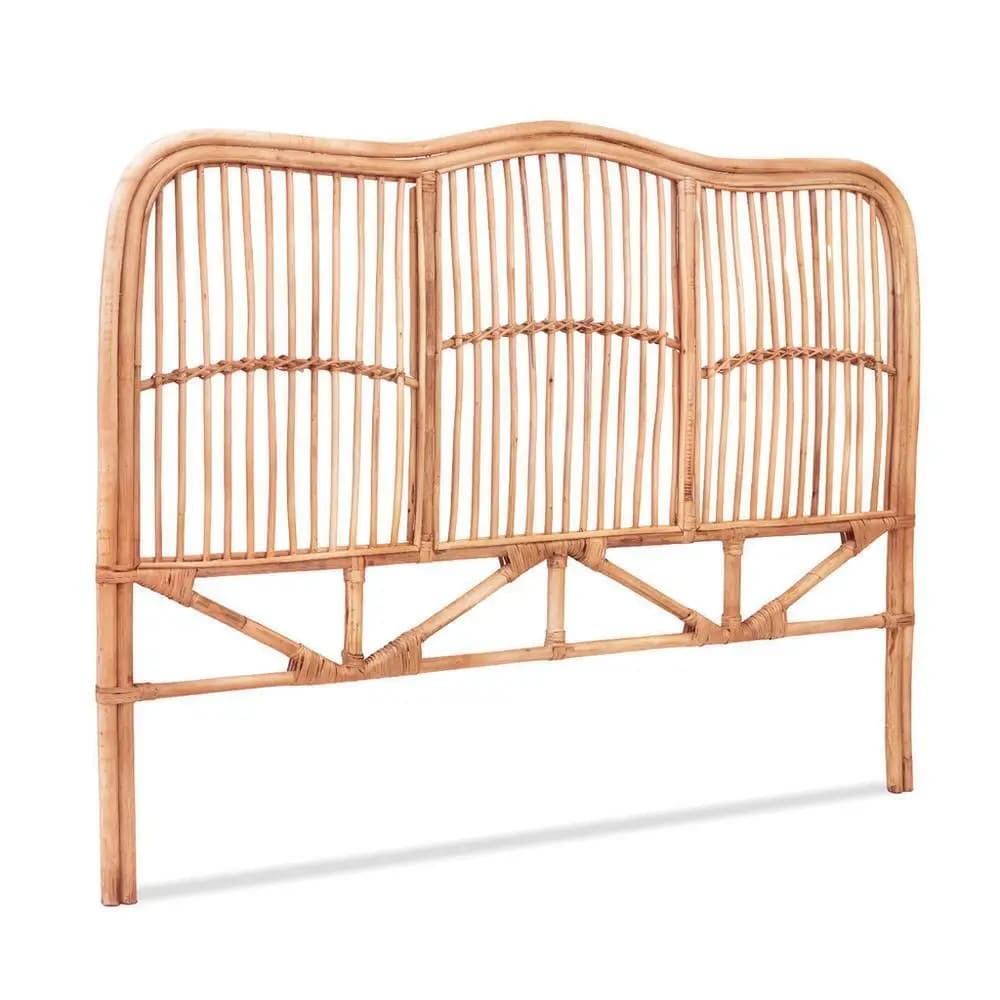 Rattan Double Bed Headboard Pine Bedroom Wall Decor NERO Style