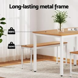 3 Piece Metal Dining Table and Chairs Set for Kitchen and Dining Room Furniture Set