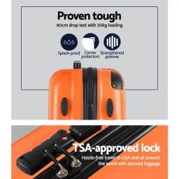 3 Piece Hard Shell Spinner Luggage Set with TSA Lock Orange Carry On Suitcases 20 24 28 Inch