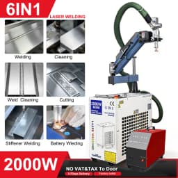 2000W Laser Welder Double Pendulum 6-in-1 Fiber Laser Battery Welding Cleaning Cutting Welding Machine Handheld for All Metal