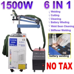 2000W Laser Welder Double Pendulum 6-in-1 Fiber Laser Battery Welding Cleaning Cutting Welding Machine Handheld for All Metal