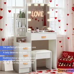 (Valentine's Day Gift) New Home Vanity Table with Makeup Mirror Features 3 Colour Modes and Adjustable Brightness