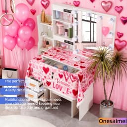 (Valentine's Day Gift) New Home Vanity Table with Makeup Mirror Features 3 Colour Modes and Adjustable Brightness