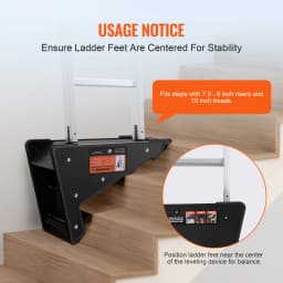 SucceBuy Ladder Levler 380 lbs Load PP Ladder Leveling Tool Pitch Hopper Stair Ladder Stabilizer with Storage for Uneven Ground