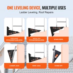 SucceBuy Ladder Levler 380 lbs Load PP Ladder Leveling Tool Pitch Hopper Stair Ladder Stabilizer with Storage for Uneven Ground