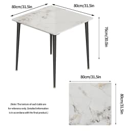 LUVODI 80CM Square Kitchen Dining Table,Modern Dining Room Table with Metal Legs for Living Room Coffee Shop Restaurant