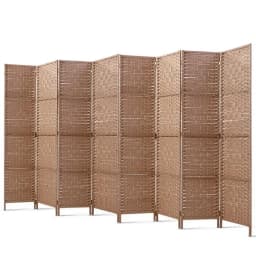 8 Panel Natural Woven Room Divider Screen 326x170cm Folding Privacy Partition for Home Office Living Room Decor