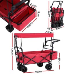 Foldable Garden Cart with Removable Canopy Heavy Duty Utility Wagon for Outdoor Use