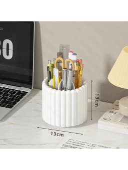 1pc 360° Rotating Makeup Brush Desktop Organizer, Large Capacity Cosmetic Storage Box For Dressing Table Student Pen