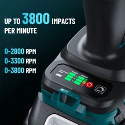 SEESII 1600Nm Cordless Impact Wrench Kit 3/4' High Torque Electric Impact Gun with 2x5.0Ah Batteries LED Light for Truck Heavy-Duty