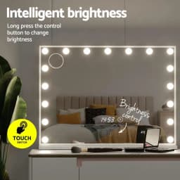 80x60cm Hollywood Vanity Makeup Mirror with LED Light Tabletop White