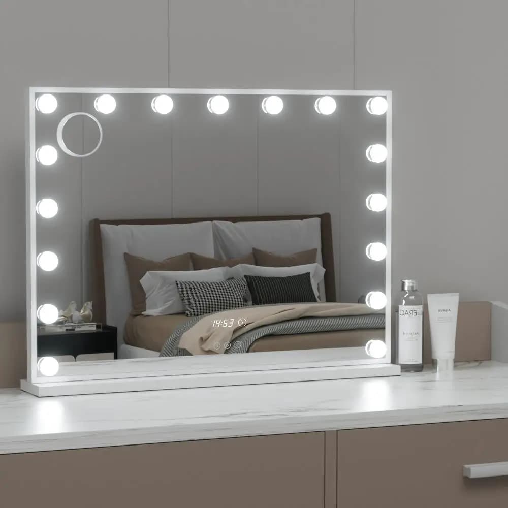 80x60cm Hollywood Vanity Makeup Mirror with LED Light Tabletop White