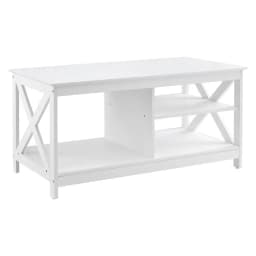 Modern White Coffee Table Storage Shelf for Living Room Compact Side Table with Open Shelves and Durable Wooden Design