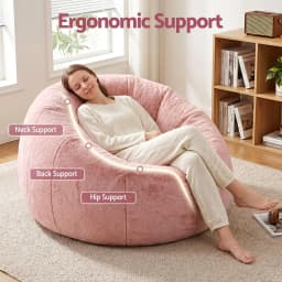 Soft Faux Fur Bean Bag Chair Cover Large Round Stuffed Animal Storage Seat Washable Lazy Sofa Cover Pink