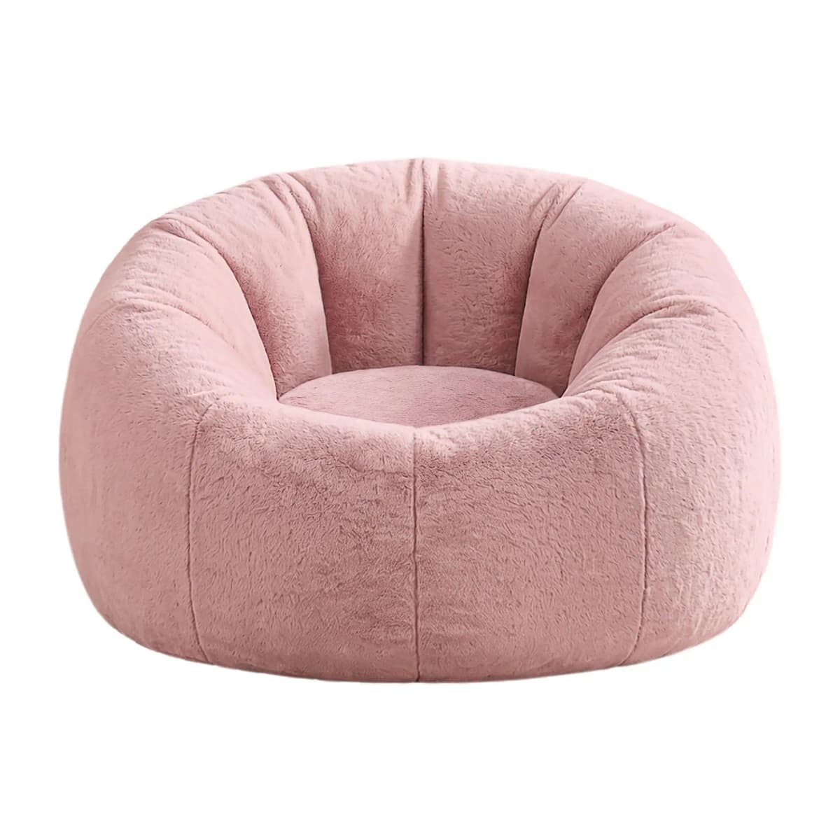 Soft Faux Fur Bean Bag Chair Cover Large Round Stuffed Animal Storage Seat Washable Lazy Sofa Cover Pink