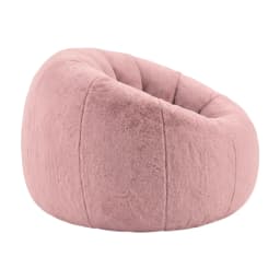Soft Faux Fur Bean Bag Chair Cover Large Round Stuffed Animal Storage Seat Washable Lazy Sofa Cover Pink