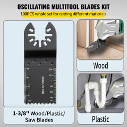 SucceBuy 100PCS Oscillating Saw Blades Quick Release Multitool BladesKit HCS Tool Blades Cut Cutter for Wood Plastic Metal Nails