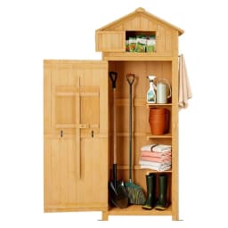 Outdoor Storage Cabinet Folding Table Tool Organizer Shed Adjustable Weather Resistant Garden Patio Utility Cabinet