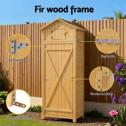 Outdoor Storage Cabinet Folding Table Tool Organizer Shed Adjustable Weather Resistant Garden Patio Utility Cabinet