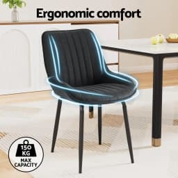 2x Retro PU Leather Dining Chairs Set for Kitchen Lounge Cafe Accent Chair Black