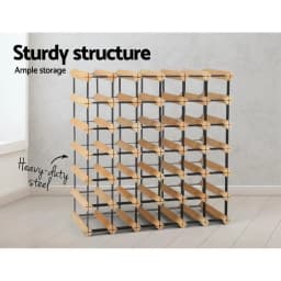 42 Bottle Wine Rack Wooden Floor Standing Storage Shelf Organizer for Home Kitchen Dining Room