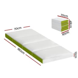 Foldable Single Foam Mattress Green Portable Tri Fold Sleeping Pad for Home Travel Guest Use