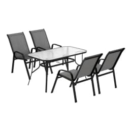 5 Piece Outdoor Dining Set Patio Table and Chairs Grey Bistro Furniture Garden Set