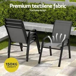 5 Piece Outdoor Dining Set Patio Table and Chairs Grey Bistro Furniture Garden Set