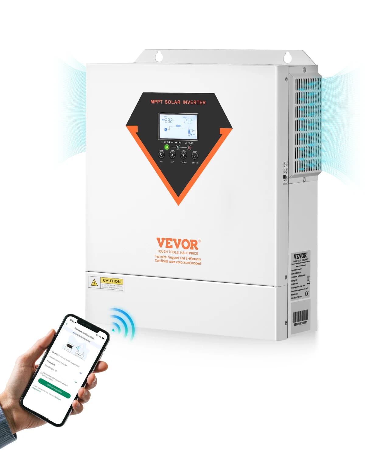 VEVOR Hybrid Solar Inverter 3500W/6000W 24V DC to Single-Phase 220/230V AC, Built-in 100A MPPT Solar Controller for Off-Grid